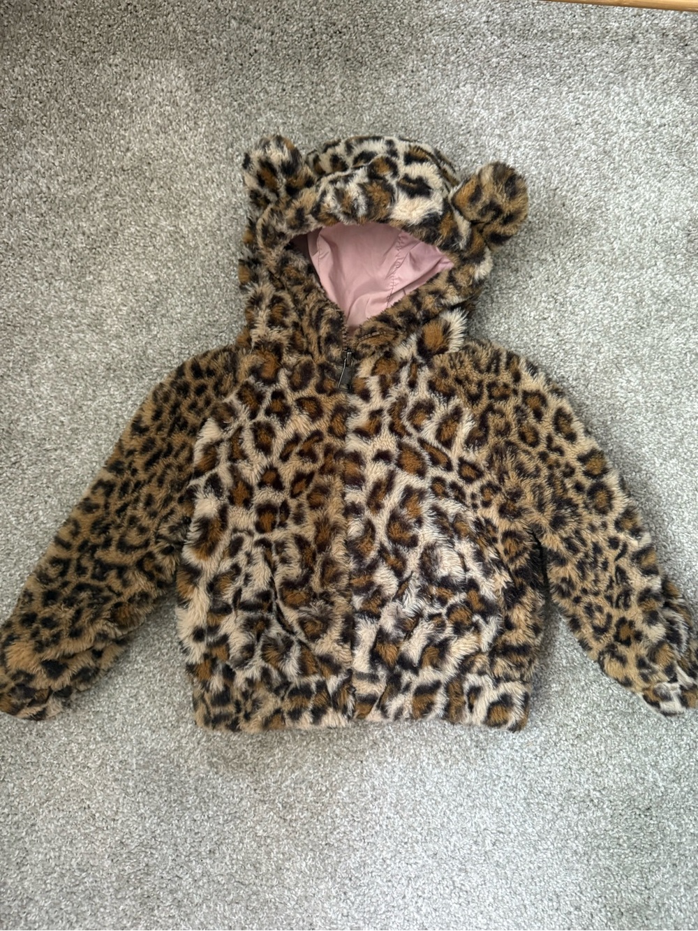 Tucker + Tate Leopard Print Hooded Faux-Fur Jacket with Ear Detail